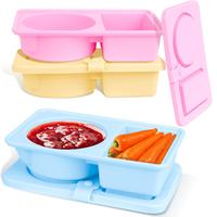 Silicone Reusable Snack Containers with Lids, Double Compartment Snackle Box, Salad Dressing Sauce Seasoning Container, Small...
