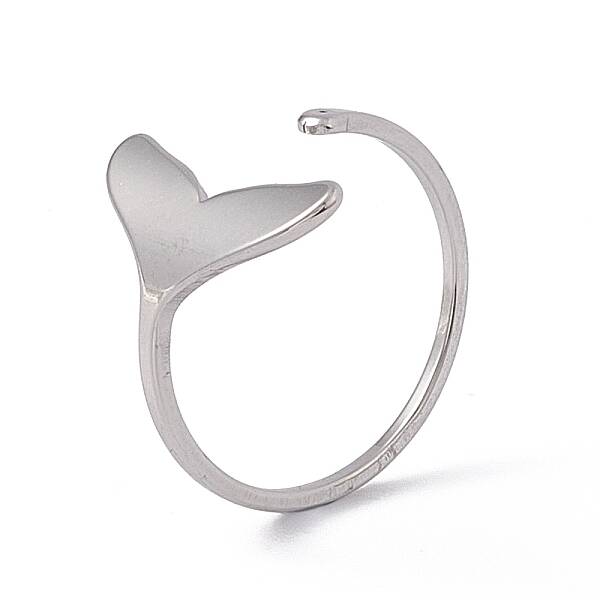 Non-Tarnish 201 Stainless Steel Whale Tail Shape Open Cuff Ring for Women