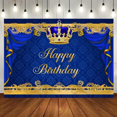 Aperturee Gorgeous Royal Blue Gold Birthday Backdrop
