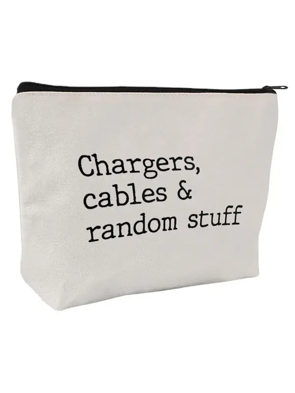 Letter Pattern Makeup Bag, Casual Zipper Makeup Organizer Pouch, Versatile Storage Bag for Travel, Office, Home, Dormitory, S...