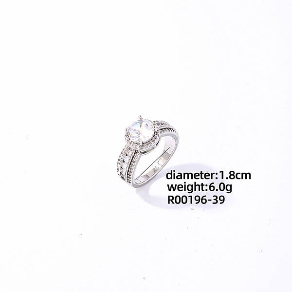 Shiny Round Fashion Brass Rhinestone Ring