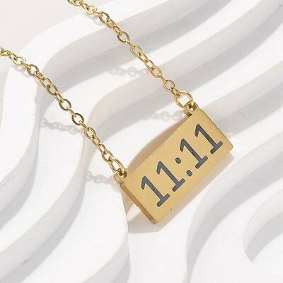 304 Stainless Steel Number 11:11 Pendant Necklaces