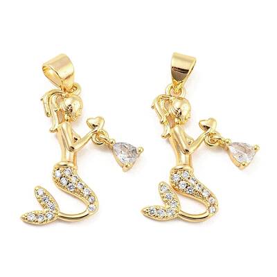 Brass Micro Pave Clear Cubic Zirconia Pendants