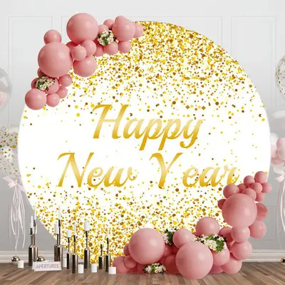 Simple Lovely Happy New Year Circle Holiday Backdrop - Aperturee