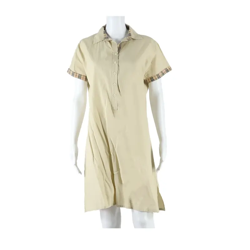 BURBERRY Collared Womens T-Shirt Dress Beige Short Sleeve Knee Length 2XL