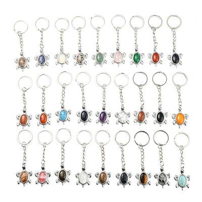 Natural & Synthetic Mixed Gemstone Keychain