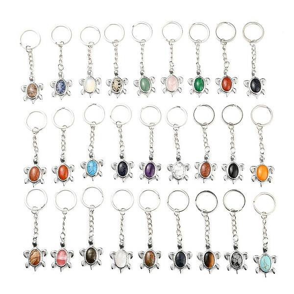 Natural & Synthetic Mixed Gemstone Keychain