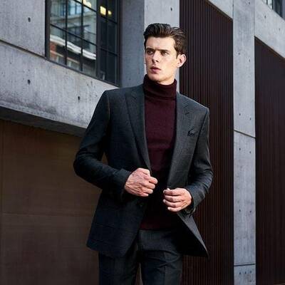 Mens Turtleneck With Blazer + Turtleneck Sweater