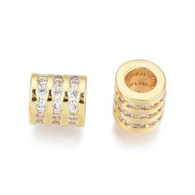 Brass Pave Cubic Zirconia Beads