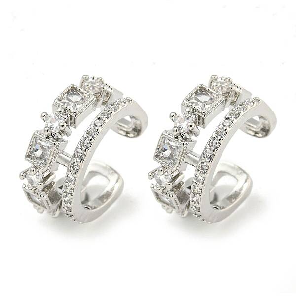 Brass Micro Pave Cubic Zirconia Cuff Earrings