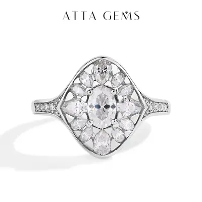 Oval Cut Luxury D VVS1 Color Synthetic Moissanite Ring for Women Engagement Wedding Jewelry R125