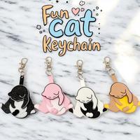 Funny Cat Keychain – 3D Printed Cat Plat Ball Fidget Sensory Toy for Stress & Anxiety Relief | Gift for Cat Lovers, ADHD, A...