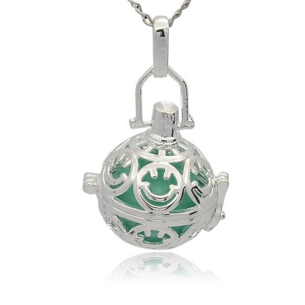 Silver Color Plated Brass Hollow Round Cage Pendants