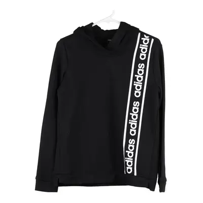 Adidas Spellout Hoodie - Small Black Cotton Blend