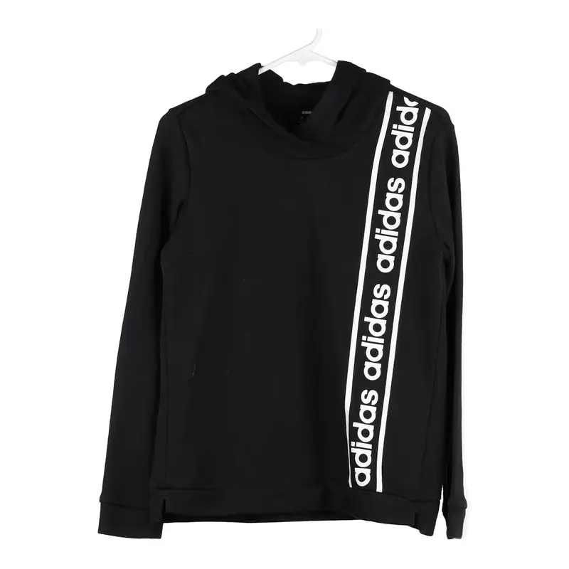Adidas Spellout Hoodie - Small Black Cotton Blend