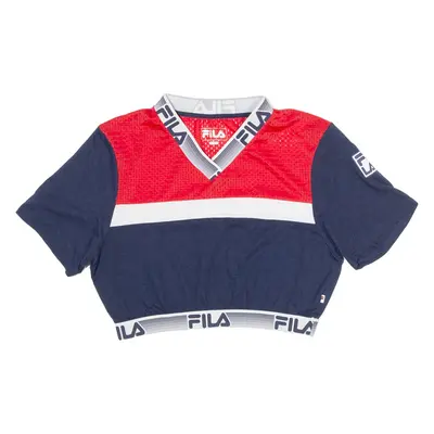 FILA Cropped Womens T-Shirt Red V-Neck S