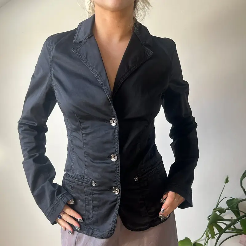 Liu Jo Jacket - Small Black Cotton Blend