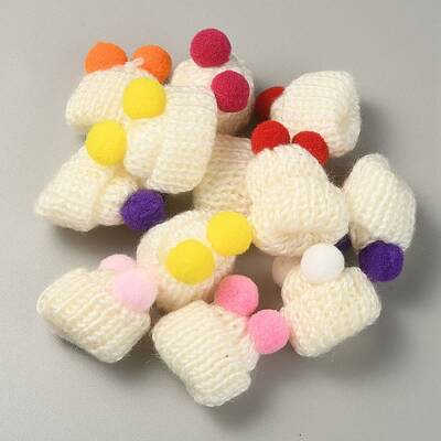 Woolen Crochet Mini Hat with Double Pom Pom Ball
