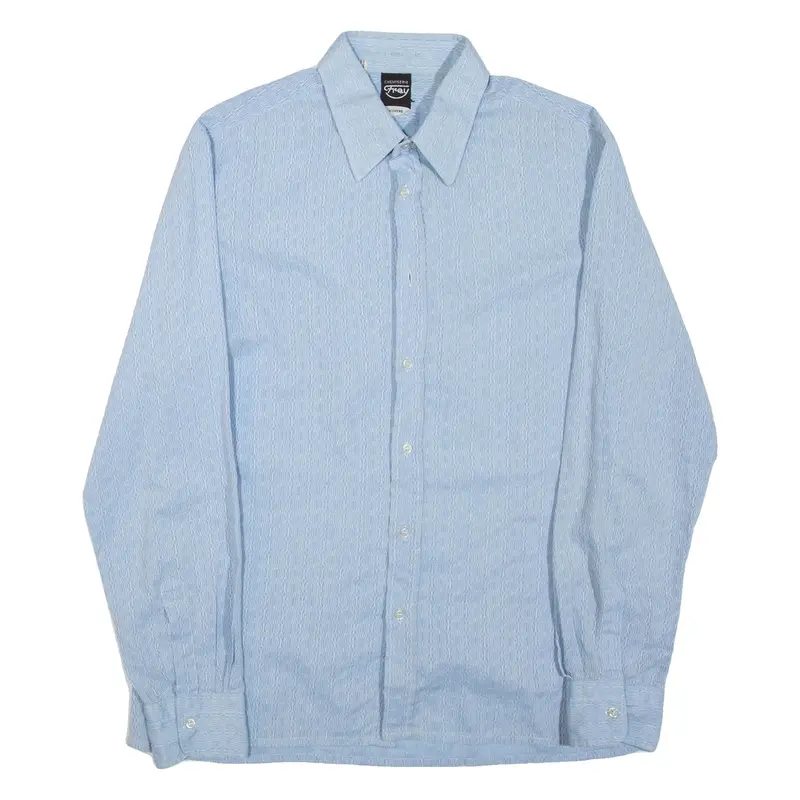 CHEMISERIE Mens Plain Shirt Blue Long Sleeve M
