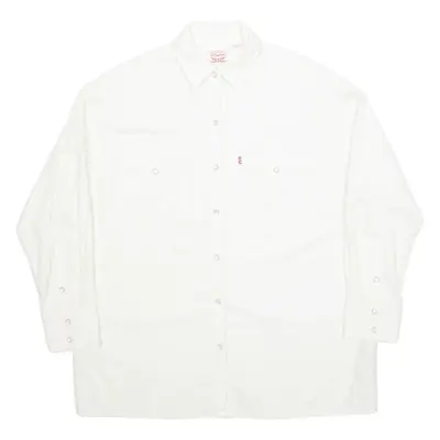 LEVI'S Womens Plain Shirt Cream Long Sleeve S