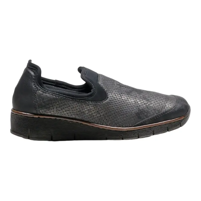 REIKER Pump Shoes Black Faux Leather Womens UK 8