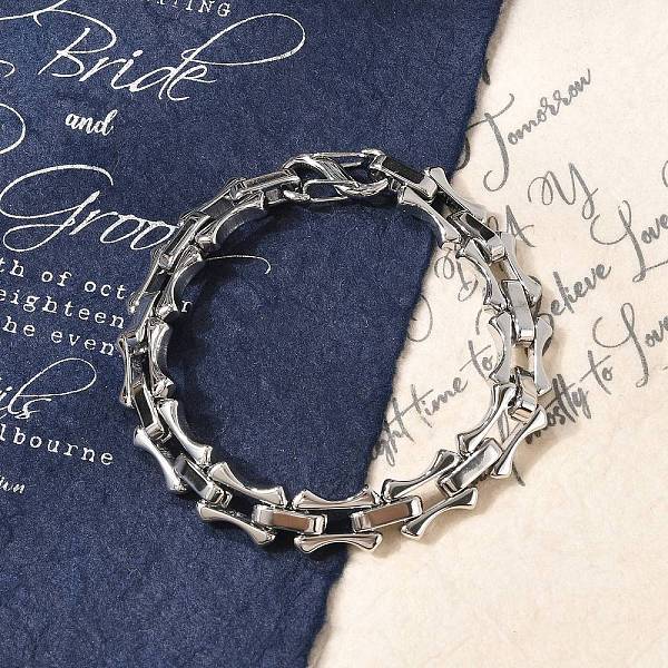 304 Stainless Steel Bone Link Chain Bracelets for Women Men