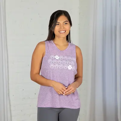 Purple Paw Heathered Tank Top - S