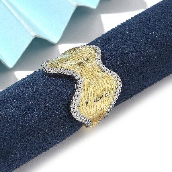 Brass Micro Pave Clear Cubic Zirconia Cuff Finger Rings for Women