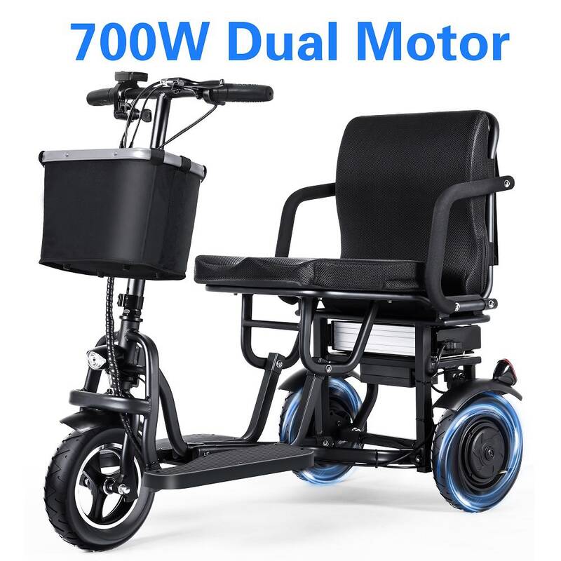 TopMate ES11 3 Wheel Electric Scooter Lightweight Folding Dual Motor Powered Mobility Scooter for Adult Seniors with Ergonomi...
