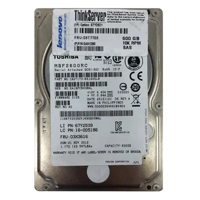 67Y2621 Lenovo 600GB 6Gb/s SAS 10000 2.5-inch Hard Drive