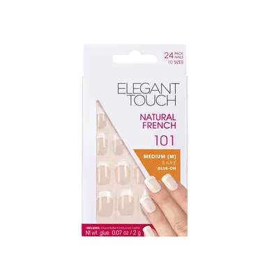 Set Elegant Natural Touch French Square Artificial Nails Nude 101 Medium Size 24pcs