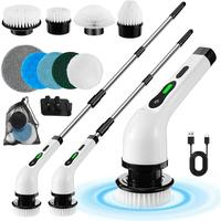 Electric Spin Scrubber Cordless 7/9-in-1 Design with Telescopic Arm Flexible Length Adjustment for Bathtub Floor Tile Sink Wi...