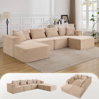 Garvee 137 Modular Sectional Sofa, Modern Cloud Sectional Couch with Deep Seat, L-Shape Boneless Couch with Chaise for Livin...