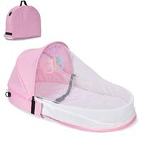 Portable Baby Crib, Foldable Mommy Bag Diaper Bag with Mosquito Net and Toy Baby Lounger mattress