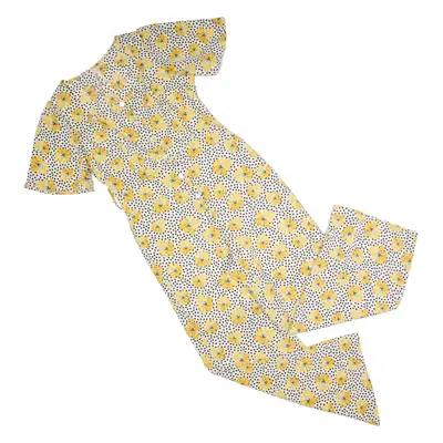 ELLI WHITE Womens Jumpsuit White Floral Wide-Leg S