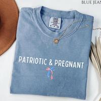 Comfort Colors Patriotic And Pregnant TShirt, 4th Of July Pregnancy Announcement T-Shirt, Fourth Of July Pregnancy Reveal Tee...