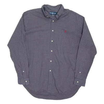 RALPH LAUREN Mens Shirt Purple Check Long Sleeve L