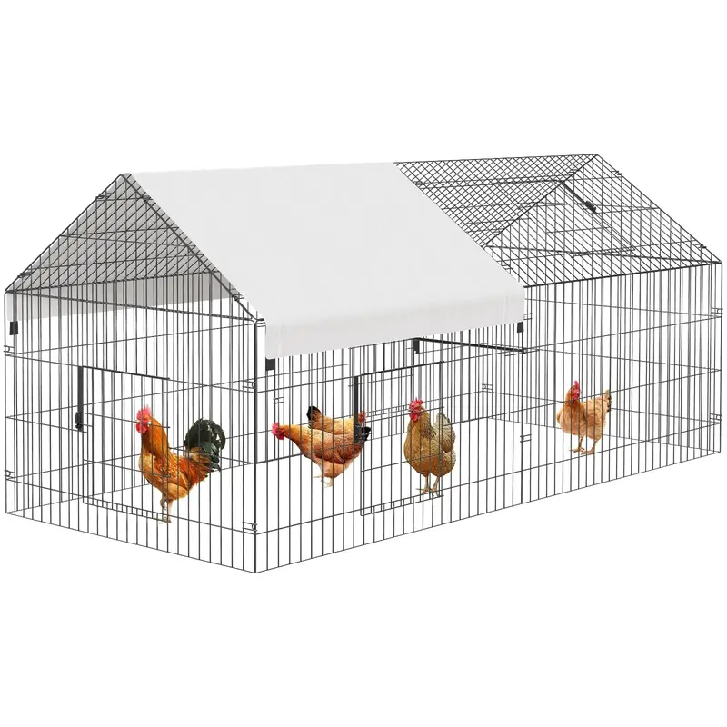 GARVEE 7.1'x3.2'x3.2' Large Walk-in Chicken Coop - Galvanized Steel with Waterproof Cover & Security Lock, Ventilated Outdoor...