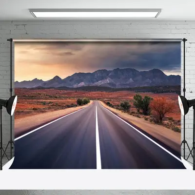 Sand Sunset Mountain Highway Photo Booth Backdrop - Aperturee