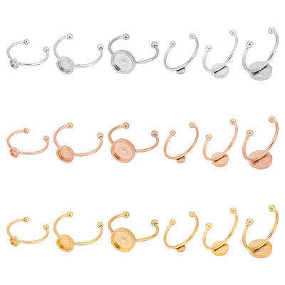 18Pcs 9 Styles 304 Stainless Steel Cuff Ring Components