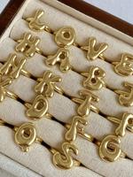 Fashion Letter Design Cuff Ring, Cute Bubble Initial Open Ring for Women & Men, Trendy All-match & Exquisite Charms Jewelry f...