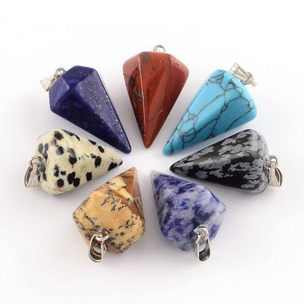Cone/Spike/Pendulum Natural & Synthetic Mixed Stone Pendants