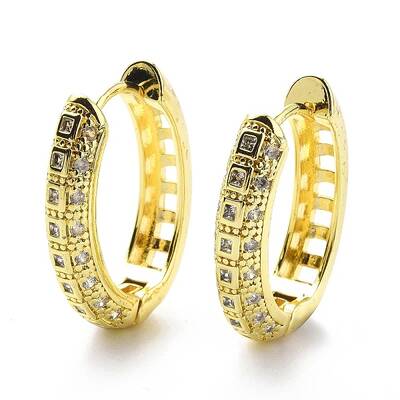 Clear Cubic Zirconia Square Hollow Hoop Earrings