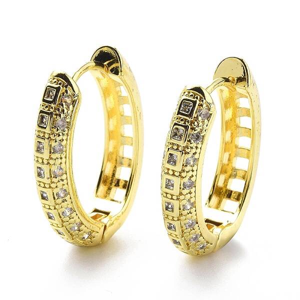 Clear Cubic Zirconia Square Hollow Hoop Earrings