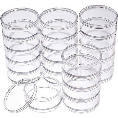 BENECREAT 60ml Stackable Round Plastic Containers 4 Column(5 Layer/Column) Bead Storage Jars for Beads