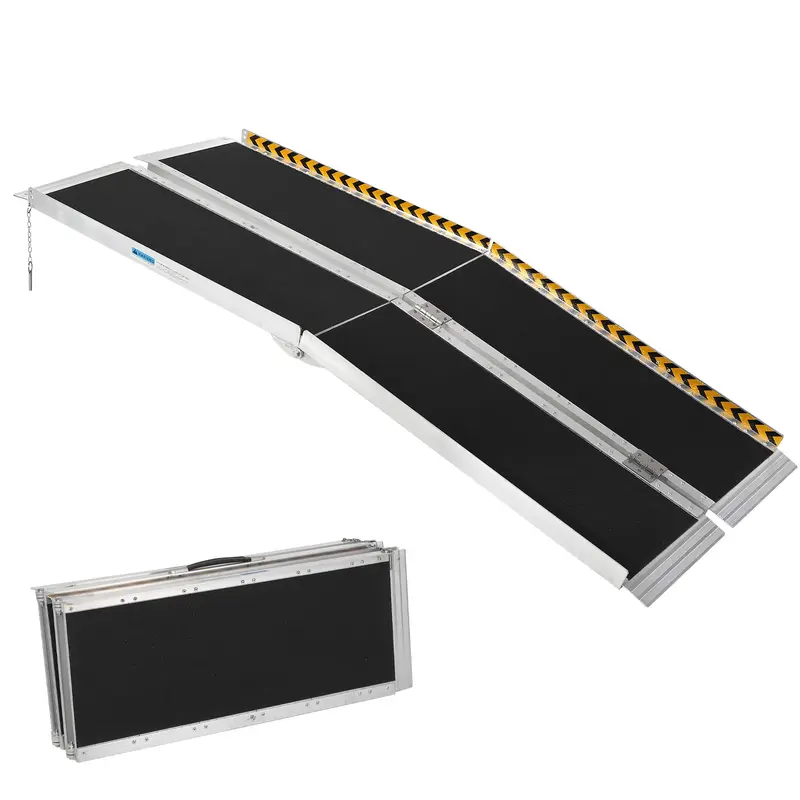 Garvee 8FT Portable Aluminum Wheelchair Ramp for Steps with Non-Skid Surface, Reflective Strips, Foldable Design, 600 Lbs Cap...