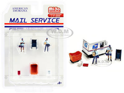 Mail Service 6 piece Diecast Set (2 Male Mail Carrier Figurines and 4 Accessories) Limited Edition to 4800 pieces Worldwide f...
