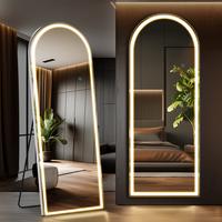 Stand Mirror Full Length with LED Lights, Floor Mirror Dimming & 3 Color Lighting, Large Mirror  for Bedroom, Glass Decoratio...