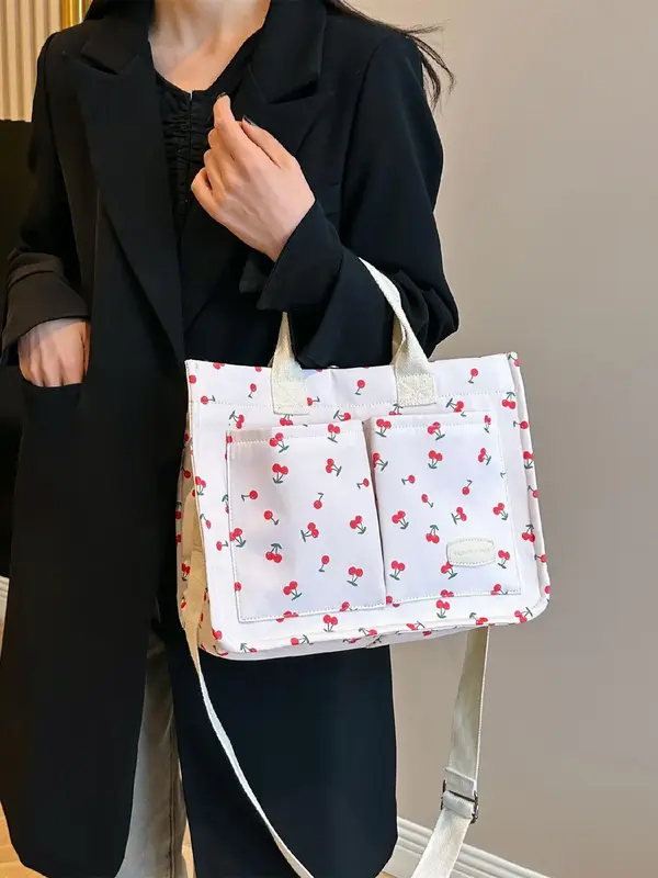 Letter Patched Summer Tote Bag for Women, Summer Must Haves, Large Capacity Everything Tote Bag, Corduroy Everyday Shoulder B...