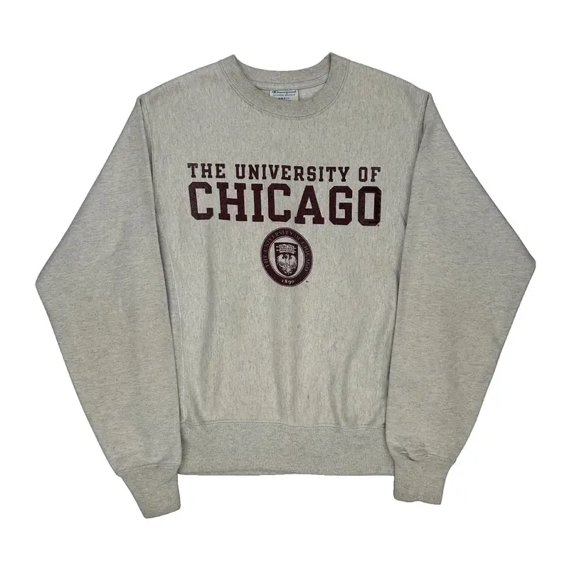 Chicago University Reverse Weave Champion College Sweatshirt - Small Grey Cotton Blend | Size: small